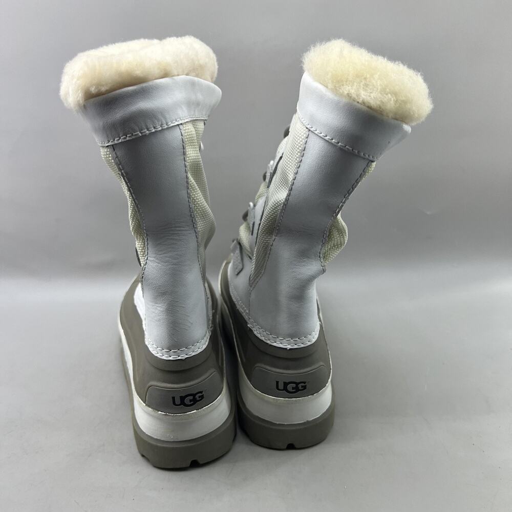 UGG Winter Snow Boots Kids Size 4 White Shearling Wool Comfort Lined Shoes NWD - Picture 4 of 10